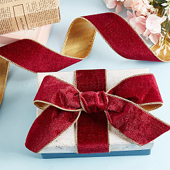 Polyester Velvet Wired Ribbon&nbsp;SRIB-WH0072-04A