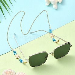 Synthetic Turquoise Tortoise & Glass Seed Beaded Eyeglasses Chains&nbsp;AJEW-EH00394-02