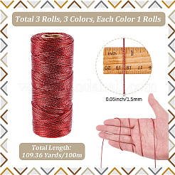 3 Rolls 3 Colors Polyester Cords&nbsp;OCOR-CP0001-25B