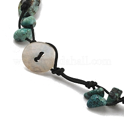 Chip Natural African Turquoise(Jasper) Beaded Anklets&nbsp;AJEW-PH01371-04