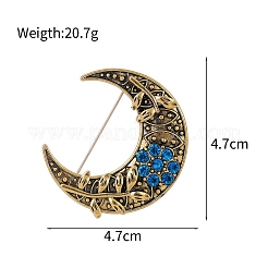 Moon Zinc Alloy Rhinestone Brooches&nbsp;PW-WGA4F50-01