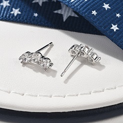 Brass Micro Pave Clear Cubic Zirconia Stud Earrings&nbsp;EJEW-R016-01P
