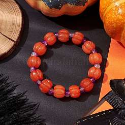 Halloween Pumpkin Resin & Glass Beaded Stretch Bracelets for Women Men&nbsp;BJEW-JB10850
