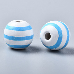 Painted Natural Wood European Beads&nbsp;WOOD-S057-047E