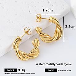 Twist 304 Stainless Steel C-Shaped Stud Earrings for Women&nbsp;GX3749