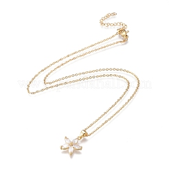 Brass Micro Pave Clear Cubic Zirconia Pendant Necklaces&nbsp;NJEW-R256-11