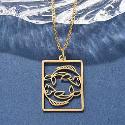 304 Stainless Steel Necklace&nbsp;NJEW-D330-01G-12