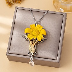 Alloy Enamel Cross Flower Pendant Necklaces for Women&nbsp;WGCE41D-01
