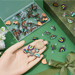 60Pcs 6 Styles Saint Patrick's Day Wood Stud Earrings&nbsp;EJEW-SC0001-42