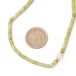 Round Shell Pearl & Natural Chinese Southern Jade Heishi Beaded Necklaces&nbsp;NJEW-JN05300-02