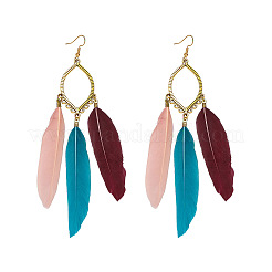 Alloy Horse Eye with Feather Dangle Earrings&nbsp;FS-WGC7A14-06