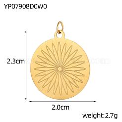 Flat Round Charms 304 Stainless Steel Pendants&nbsp;STAS-OY004-52G