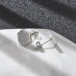 304 Stainless Steel Micro Pave Clear Cubic Zirconia Stud Earrings&nbsp;STAS-Z107-01P-01