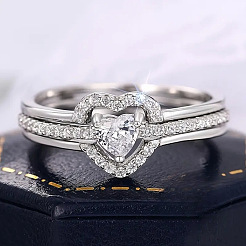 Brass Rhinestone Finger Rings for Women&nbsp;WG3401F-01