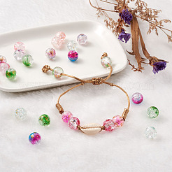Transparent Spray Painted Crackle Glass Beads Strands&nbsp;GLAA-TA0003-09