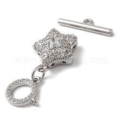 Brass Micro Pave Clear Cubic Zirconia Toggle Clasps&nbsp;KK-N254-81P