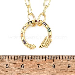Brass Paperclip Chain Necklaces with Colorful Cubic Zirconia Ring Carabiner Locks for Women&nbsp;NJEW-JN06461