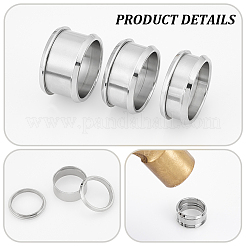 3Pcs 3 Size 304 Stainless Steel Grooved Finger Ring Settings&nbsp;STAS-UN0057-11A