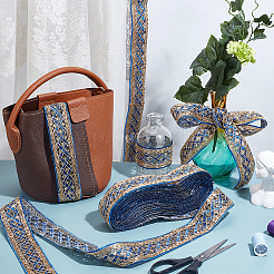 Rhombus Pattern Polyester Ribbon with Paillette&nbsp;OCOR-WH0047-49B