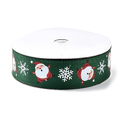 20 Yards Christmas Santa Claus Printed Polyester Grosgrain Ribbons&nbsp;OCOR-K005-01B