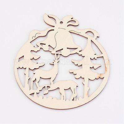 Undyed Wooden Pendants&nbsp;WOOD-K005-04-1