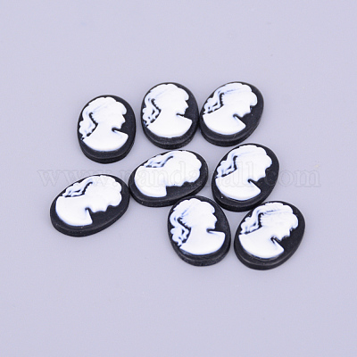 Resin Cameo Lady Head Cabochons&nbsp;CRES-WH0002-01A-1