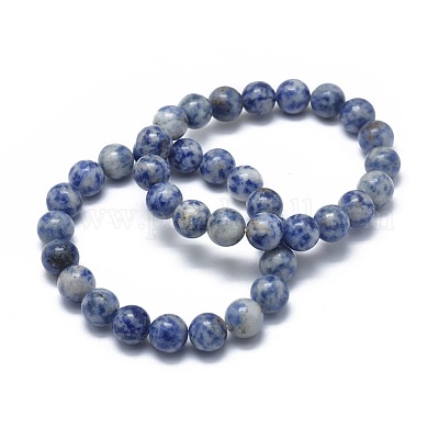 Natural Blue Spot Jasper Bead Stretch Bracelets&nbsp;BJEW-K212-B-039-1