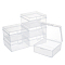 PP Plastic Box, Flip Cover, Rectangle, White, 9.8x10.2x5cm, Inner Size: 8.9x9.7cm