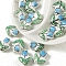 Handmade Porcelain Glazed Beads, Hand Painted Tulip Flower Ceramic Beads, Light Sky Blue, 16x14.5mm
