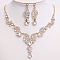 Teardrop & Moon Alloy Rhinestone Pendant Necklace & Stud Dangle Earring, Light Gold, Crystal, 500mm & 60mm