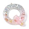 Resin Pendants, with Shell & Paillette & Gloden Alloy Loop, Letter A~B, Letter Q, 42~44x11.5~57x7.5~8.5mm, Hole: 2mm