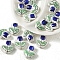 Handmade Porcelain Glazed Beads, Hand Painted Tulip Flower Ceramic Beads, Blue, 16x14.5mm