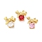 Rack Plating Brass Pendants, with Glass, Long-Lasting Plated, Lead Free & Cadmium Free, Bowknot with Square, Real 18K Gold Plated, 15x15.5x5.5mm, Hole: 1.4mm