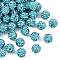 Polymer Clay Rhinestone Beads, Pave Disco Ball Beads, Grade A, Half Drilled, Round, Aquamarine, PP9(1.5.~1.6mm), 6mm, Hole: 1.2mm