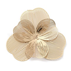 Rack Plating Brass Bead Caps, Long-Lasting Plated, Cadmium Free & Nickel Free & Lead Free, Flower, Light Gold, 40.8x45x3.5mm, Hole: 0.7mm