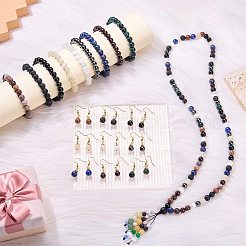 100Pcs Natural Petrified Wood Round Bead with Strong Stretchy Beading Elastic Thread&nbsp;G-SZ0002-28