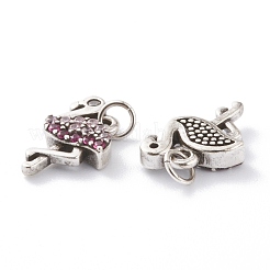 Brass Micro Pave Cerise & Pink Cubic Zirconia Charms&nbsp;ZIRC-A016-04AS