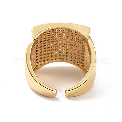 Cubic Zirconia Rectangle Open Cuff Ring&nbsp;RJEW-P035-05G-01
