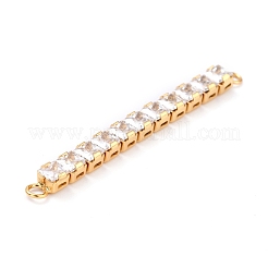 Brass Clear Square Cubic Zirconia Links Connectors&nbsp;ZIRC-G170-22G