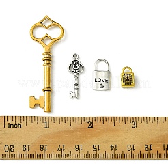 8Pcs 4 Styles Tibetan Style Alloy Skeleton Key Lock Pendants&nbsp;FIND-FS0002-11