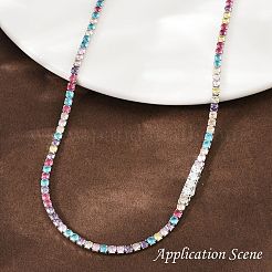 925 Sterling Silver Colorful Cubic Zirconia Chains&nbsp;STER-C016-02A-P01