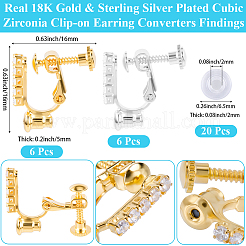 Brass Micro Pave Cubic Zirconia Clip-on Earring Findings&nbsp;KK-BBC0019-80