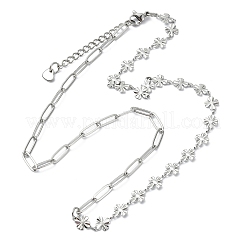 Saint Patrick's Day 304 Stainless Steel Clover Link Chain and Paperclip Chain Necklaces for Women&nbsp;NJEW-JN06170