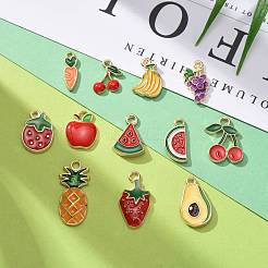 72Pcs 12 Styles Light Gold Plated Alloy Enamel Pendants&nbsp;ENAM-LS0001-01LG