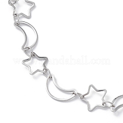Non-Tarnish 304 Stainless Steel Star & Moon Link Chain Anklets for Men Women&nbsp;STAS-B039-15P