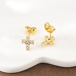 Brass Micro Pave Cubic Zirconia Stud Earrings&nbsp;EJEW-F405-19B-G