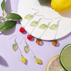 3 Pairs 3 Style Fruit Glass Dangle Earrings&nbsp;EJEW-TA00352