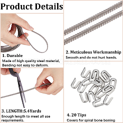 5M 201 Stainless Steel Spiral Corset Boning Stay&nbsp;DIY-GF0009-19B