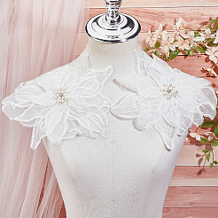 Polyester with Plastic Imitation Pearl Embroidery DIY Accessory&nbsp;DIY-WH20010-34A