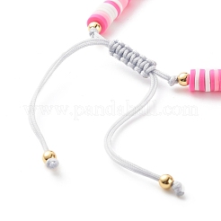 Handmade Disc Polymer Clay Braided Bead Bracelet&nbsp;BJEW-JB07407-01